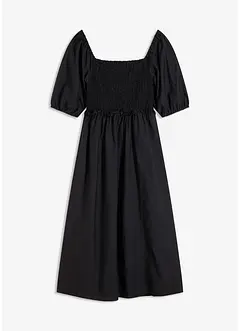 Midi jurk met pofmouwen en gesmokt detail, bonprix