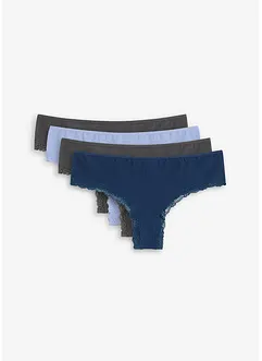 Brazilian slip (set van 4) met biologisch katoen en kant, bonprix