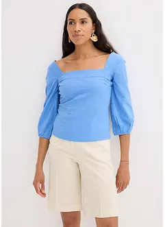 Blouse met pofmouwen en gesmokt detail, bonprix