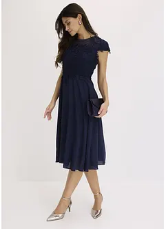 Midi jurk van delicate tule met kant, bonprix