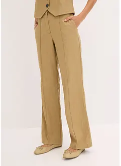 High waist bandplooibroek met linnen, bonprix
