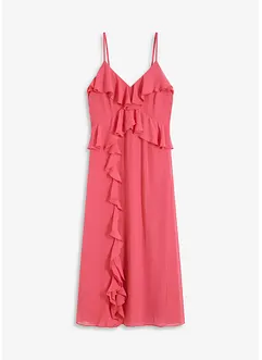 Midi jurk van chiffon met volants, bonprix