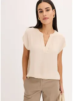 Soepelvallende, satijnen blouse met oversized schouders, bonprix