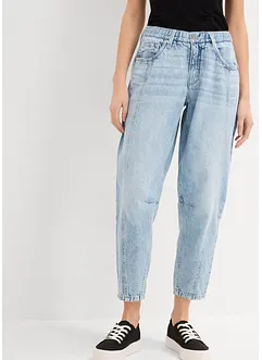 Barrel jeans mid waist, comfortabele tailleband, cropped, bonprix