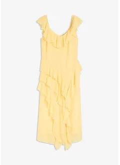 Maxi chiffon jurk met bandjes en volants, bonprix