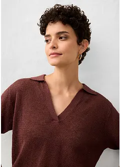 Ajour poloshirt met linnen, bonprix