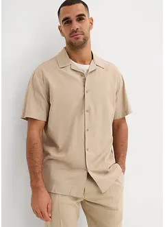 Overhemd met linnen en korte mouwen, loose fit, bonprix