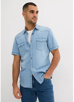 Spijkeroverhemd met korte mouw van biologisch katoen, slim fit, bonprix