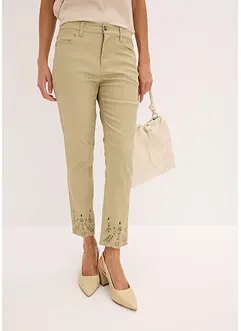 Stretch broek met broderie anglaise, bonprix