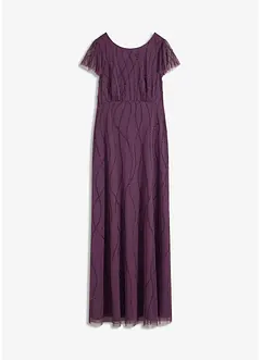 Maxi jurk van delicate tule met parelborduursel, bonprix