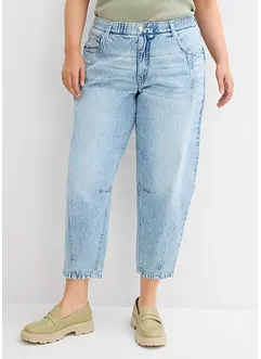 Barrel jeans mid waist, comfortabele tailleband, cropped, bonprix