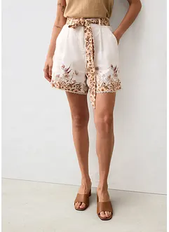 Short van linnen met een bloemenprint, bonprix