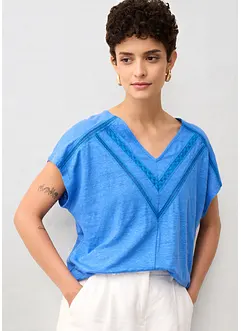 T-shirt van linnen met kant, bonprix