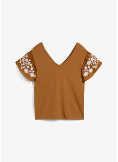 Gebreide top met zijde en mouwen van chiffon, bonprix