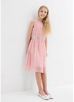 Chiffon meisjes jurk met paillettenband, bonprix