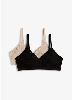 Bralette zonder beugels met gevulde cups en biologisch katoen (set van 2), bonprix