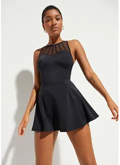 Badpakjurk met transparante mesh, medium corrigerend, bonprix