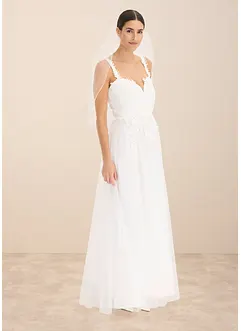 Trouwjurk van zachte tule met kant, bonprix