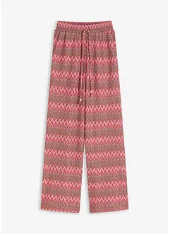 Zachte jersey broek in gehaakte look, bonprix