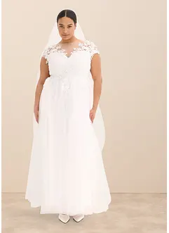 Trouwjurk van sierlijke tule met kant, bonprix