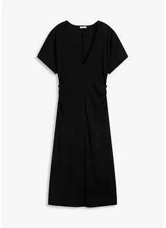 Geribde jersey jurk met zijsplitten, bonprix