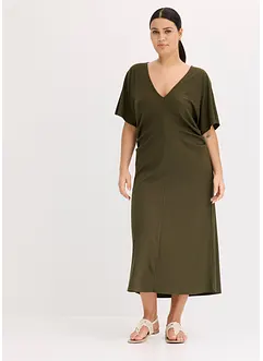 Geribde jersey jurk met zijsplitten, bonprix