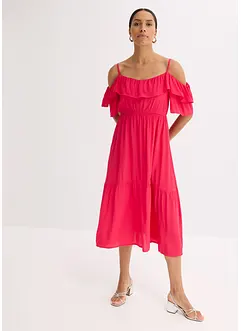 Jurk met volants van gestructureerde viscose, bonprix