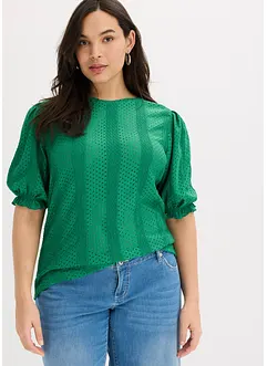 Shirt met broderie anglaise en volants, bonprix
