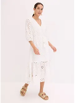 Midi jurk met broderie anglaise, bonprix
