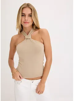 Gebreide haltertop van zachte viscose, bonprix