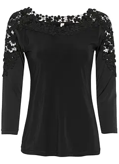 Shirt met gehaakte details, 3/4 mouw, bonprix