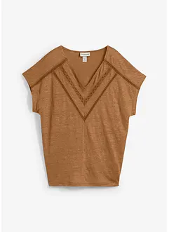 T-shirt van linnen met kant, bonprix