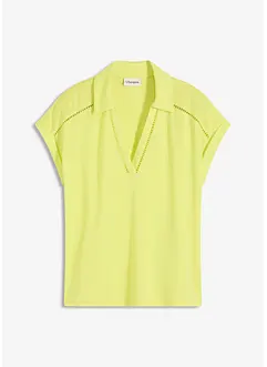 Poloshirt van viscose met kanten inzetstuk, bonprix
