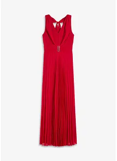 Chiffon jurk met plissé rok en accessoire gesp, bonprix