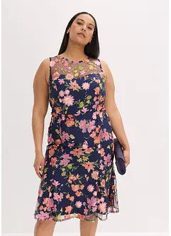 Midi jurk met bloemenborduursel, bonprix