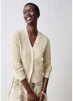 Ajour-vest met linnen, bonprix