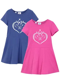 Jersey jurk (set van 2) van biologisch katoen, bonprix