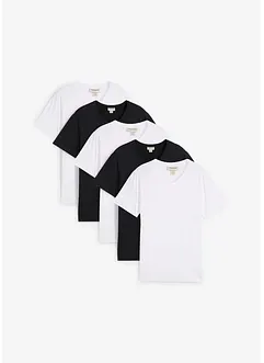 T-shirt met V-hals (set van 5), bonprix