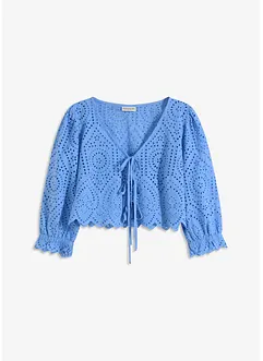 Blouse met broderi anglaise en pofmouwen, bonprix