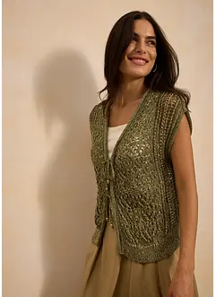 Ajour gebreid vest met viscose, bonprix
