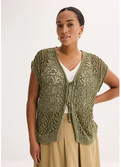 Ajour gebreid vest met viscose, bonprix