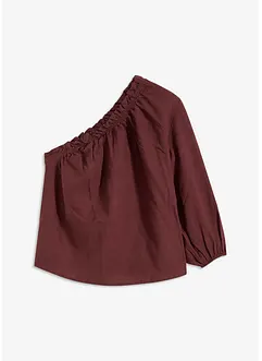 One-schouder blouse met linnen, bonprix