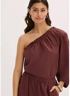 One-schouder blouse met linnen, bonprix