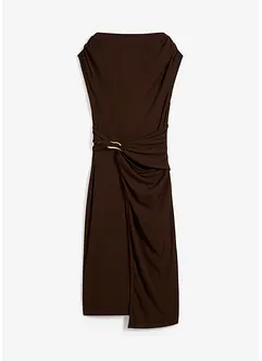 Gedrapeerde midi jurk in een geribde look, bonprix