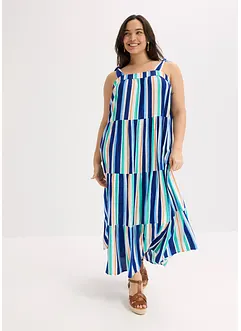 Gestreepte jurk met spaghettibandjes van gestructureerde viscose, bonprix