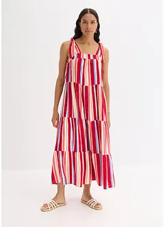 Gestreepte jurk met spaghettibandjes van gestructureerde viscose, bonprix