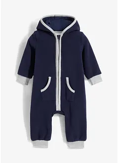 Baby fleece jumpsuit met capuchon, bonprix