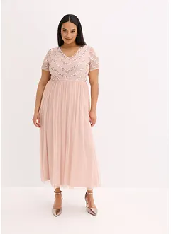 Maxi jurk met lovertjesborduursel, bonprix