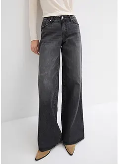 Wide leg jeans, mid waist, low stretch, full length, bonprix