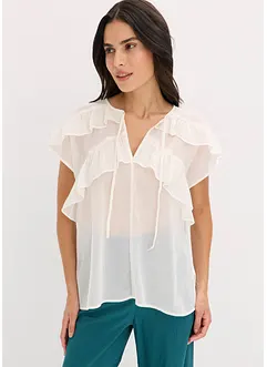 Blouse van chiffon met volants, bonprix